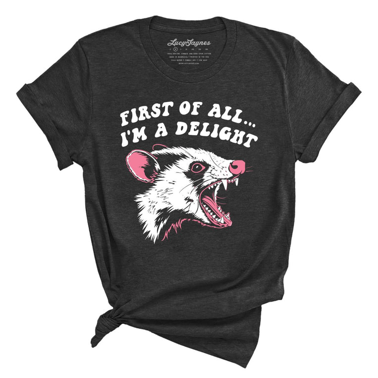 First Of All I'm A Delight Graphic Tee - Dark Grey Heather