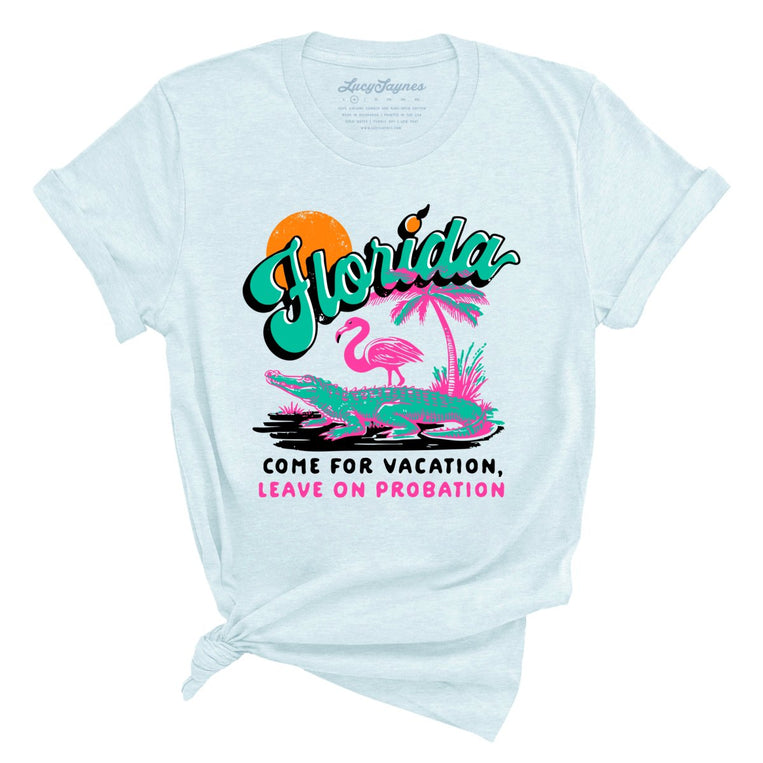 Florida Come For Vacation Graphic Tee - Heather Ice Blue