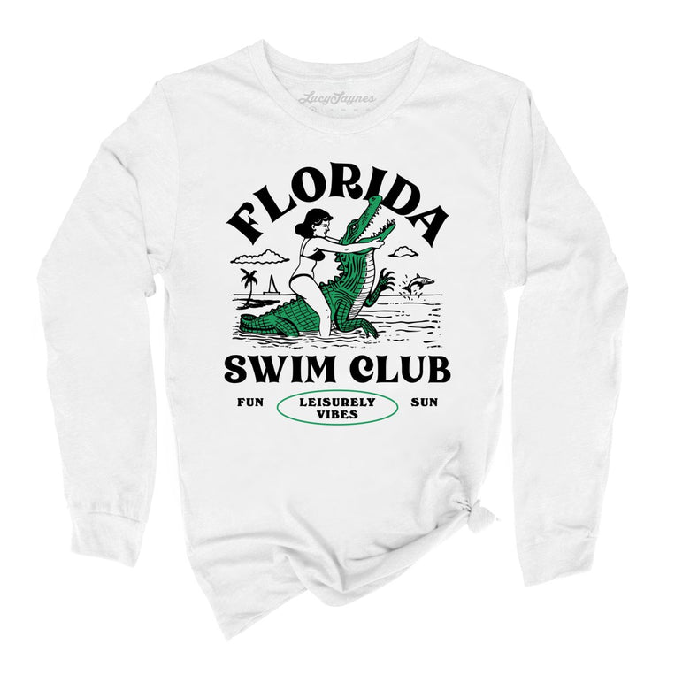 Florida Swim Club Graphic Long Sleeve Tee - White