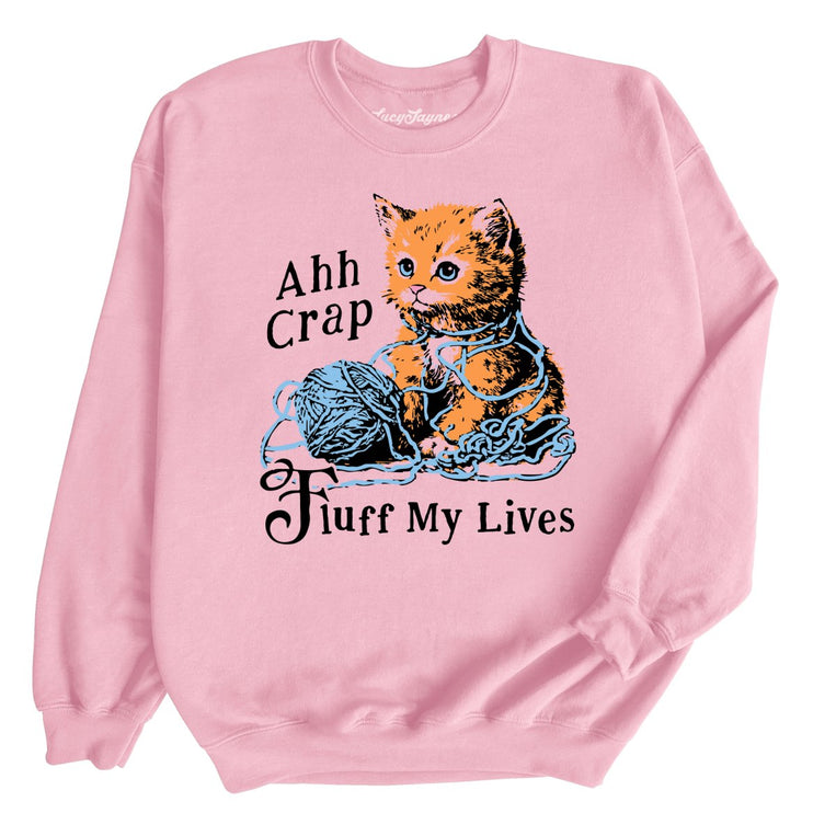 Fluff My Lives Graphic Sweatshirt - Light Pink