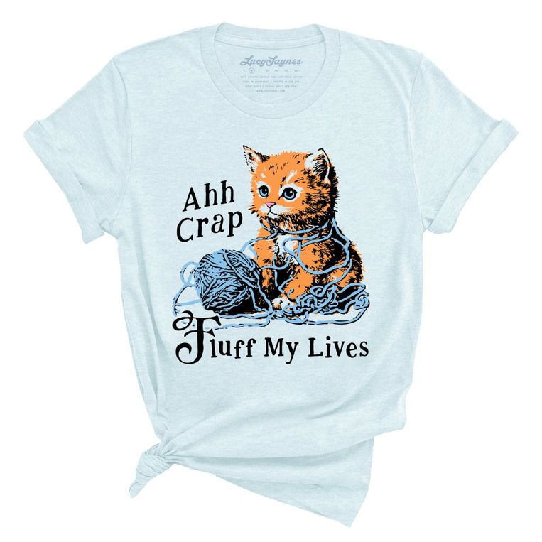 Fluff My Lives Graphic Tee - Heather Ice Blue