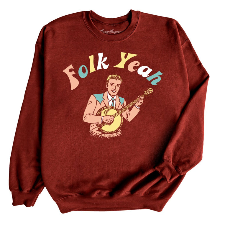 Folk Yeah Graphic Sweatshirt - Garnet