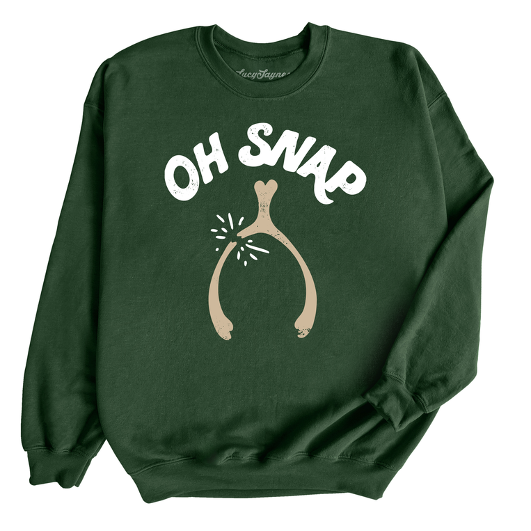 Oh Snap Wishbone Graphic Sweatshirt - Forest