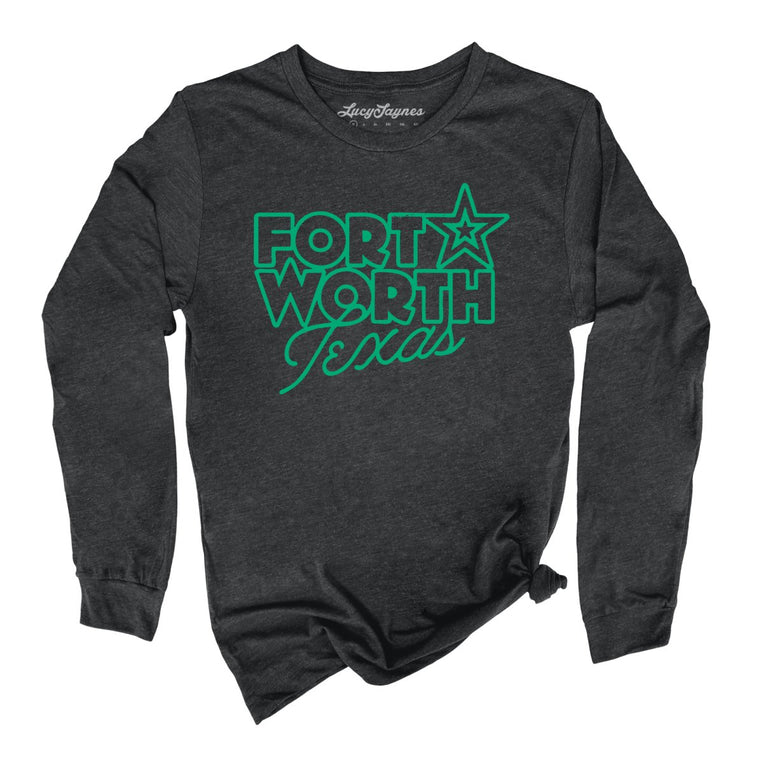 Fort Worth Texas Graphic Long Sleeve Tee - Dark Grey Heather