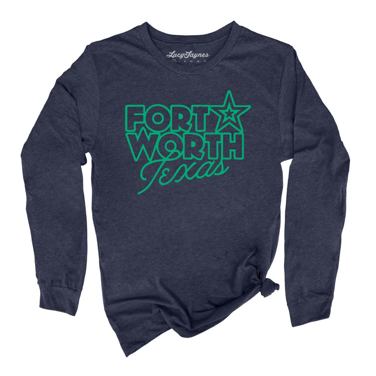 Fort Worth Texas Graphic Long Sleeve Tee - Heather Navy