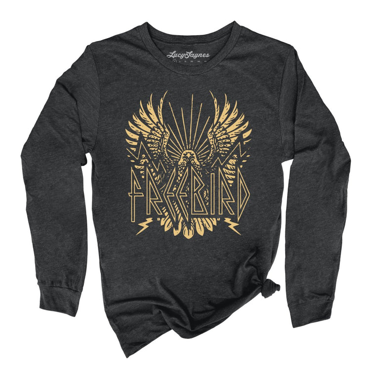 Freebird Graphic Long Sleeve Tee - Dark Grey Heather