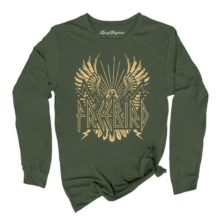 Freebird Graphic Long Sleeve Tee - Military Green