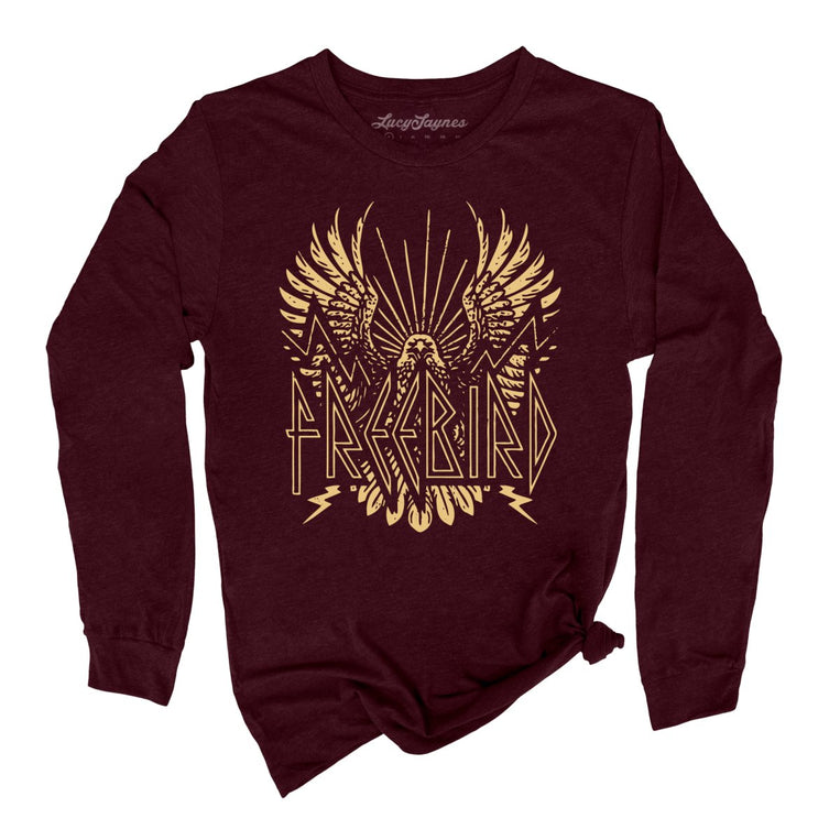 Freebird Graphic Long Sleeve Tee - Heather Cardinal