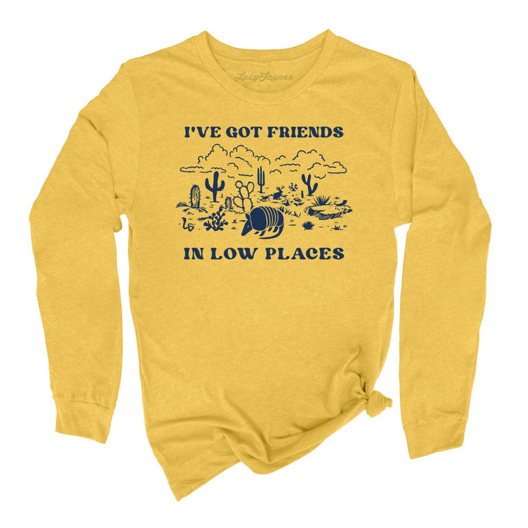 Friends in Low Places Graphic Long Sleeve Tee - Heather Yellow Gold