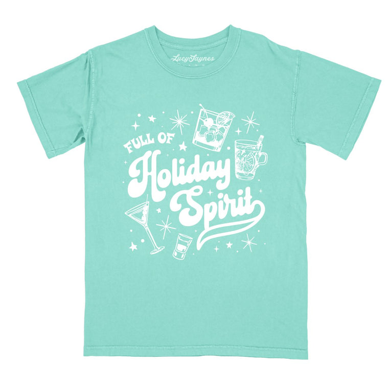 Full of Holiday Spirit Comfort Colors Graphic Tee - Chalky Mint