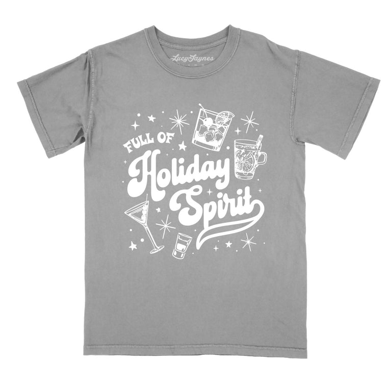 Full of Holiday Spirit Comfort Colors Graphic Tee - Grey