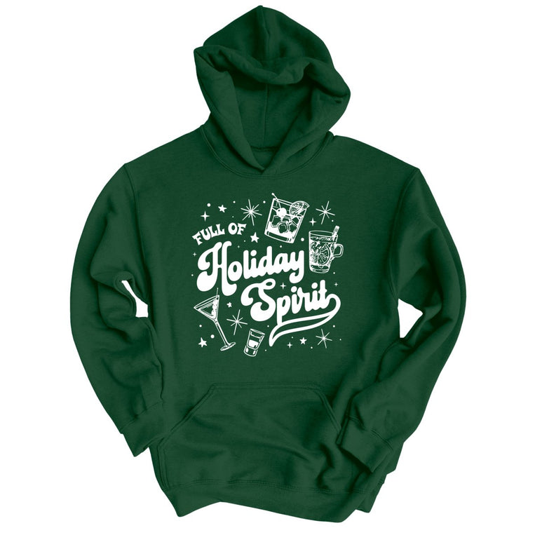Full of Holiday Spirit Graphic Hoodie - Forest Green