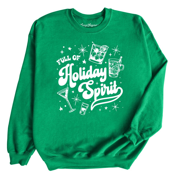 Full of Holiday Spirit Graphic Sweatshirt - Irish Green