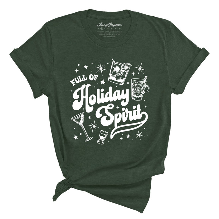 Full of Holiday Spirit Graphic Tee - Heather Forest