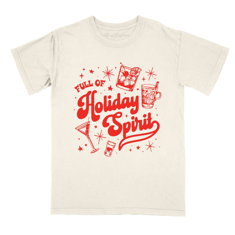 Full of Holiday Spirit Comfort Colors Graphic Tee - Ivory