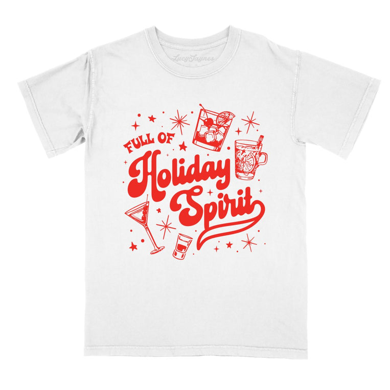 Full of Holiday Spirit Comfort Colors Graphic Tee - White