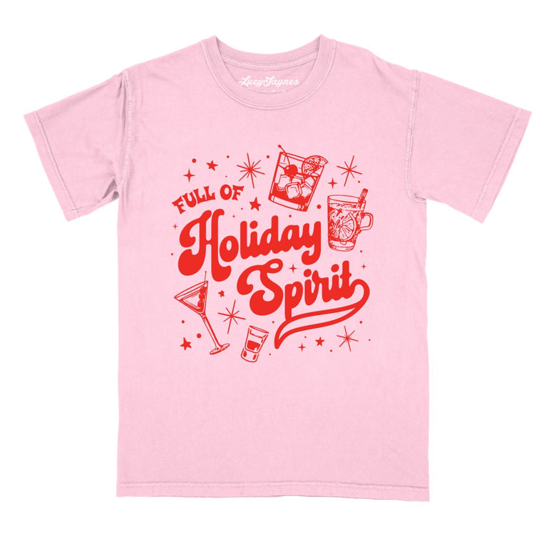 Full of Holiday Spirit Comfort Colors Graphic Tee - Blossom