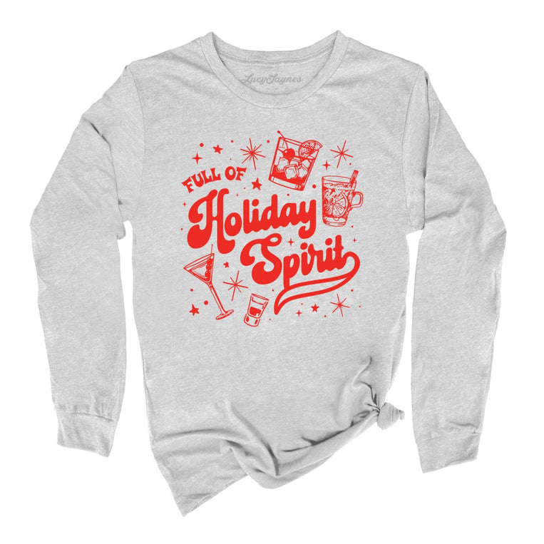 Full of Holiday Spirit Graphic Long Sleeve Tee - Athletic Heather