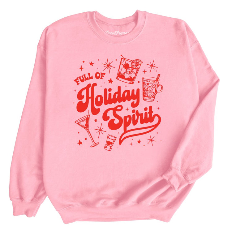 Full of Holiday Spirit Graphic Sweatshirt - Light Pink