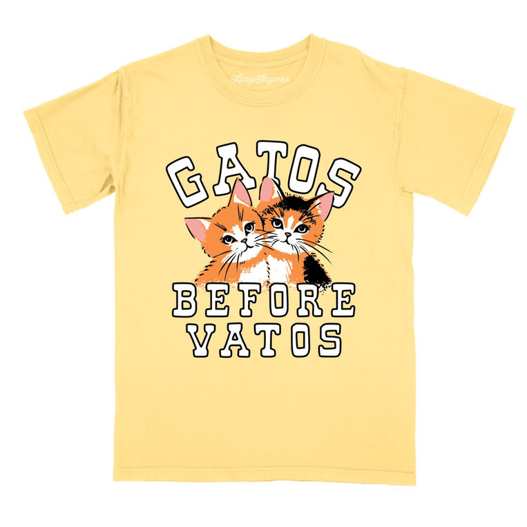 Gatos Before Vatos Comfort Colors Graphic Tee - Butter