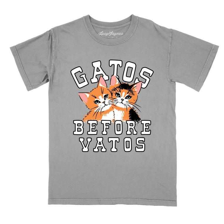 Gatos Before Vatos Comfort Colors Graphic Tee - Grey
