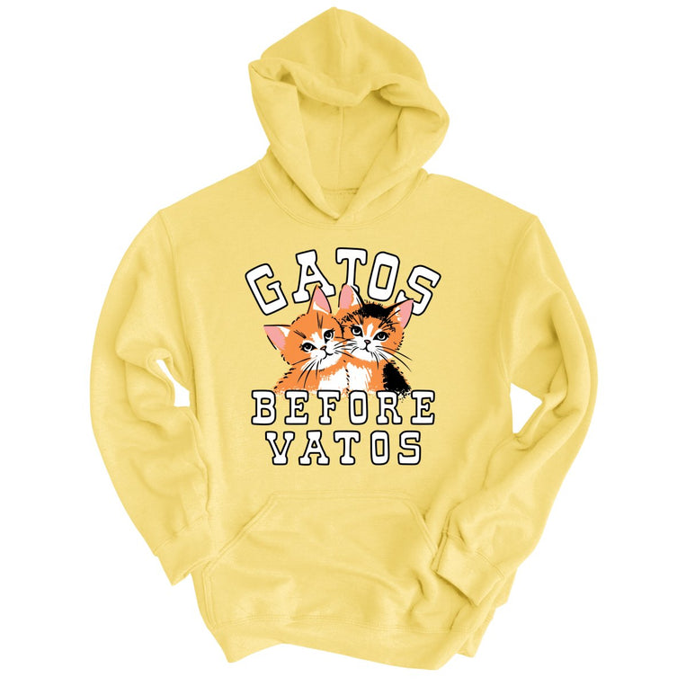 Gatos Before Vatos Graphic Hoodie - Light Yellow