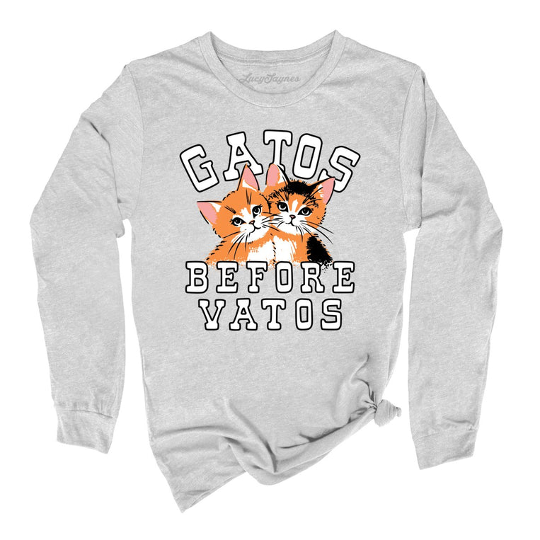 Gatos Before Vatos Graphic Long Sleeve Tee - Athletic Heather