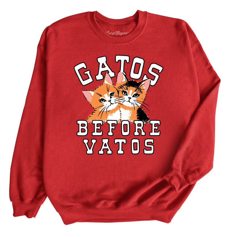 Gatos Before Vatos Graphic Sweatshirt - Red