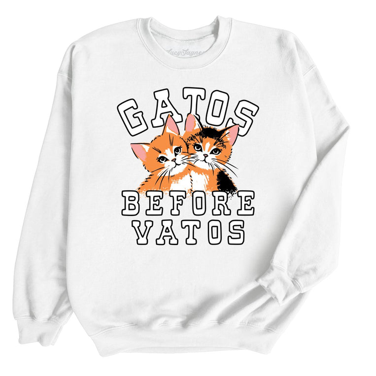 Gatos Before Vatos Graphic Sweatshirt - White