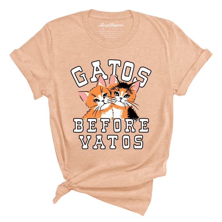 Gatos Before Vatos Graphic Tee - Heather Peach