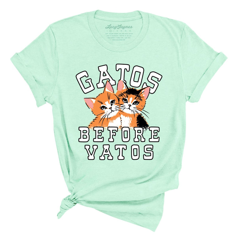 Gatos Before Vatos Graphic Tee - Heather Mint