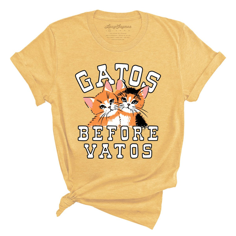 Gatos Before Vatos Graphic Tee - Heather Yellow Gold