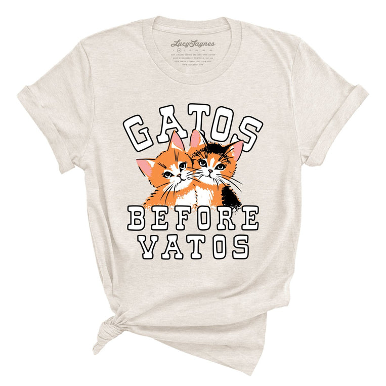 Gatos Before Vatos Graphic Tee - Heather Dust