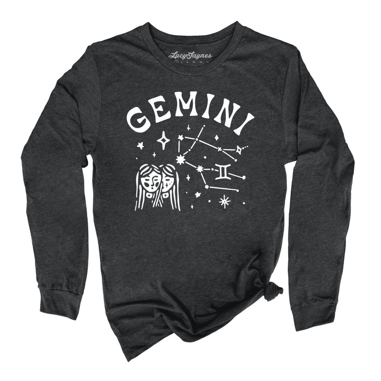 Gemini Graphic Long Sleeve Tee - Dark Grey Heather