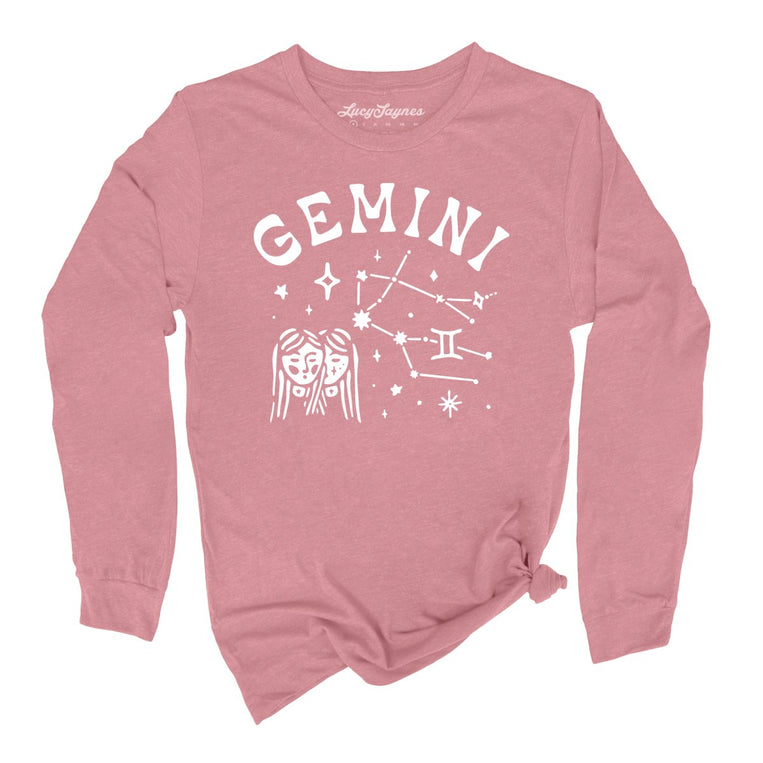 Gemini Graphic Long Sleeve Tee - Heather Mauve