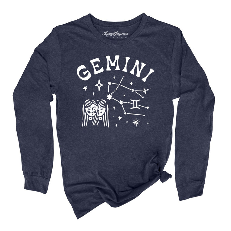 Gemini Graphic Long Sleeve Tee - Heather Navy