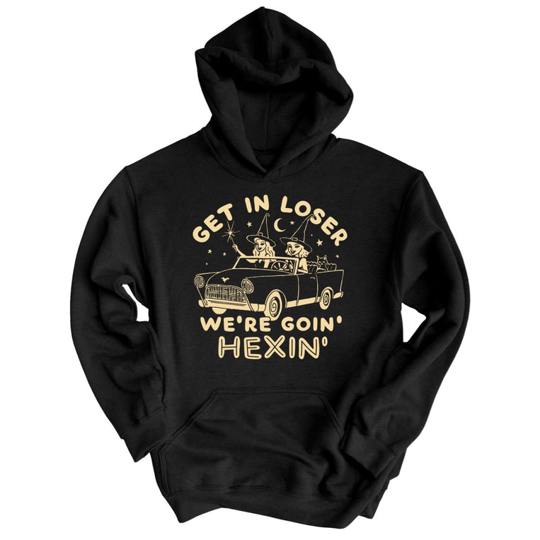 Get In Loser We're Goin' Hexin' Graphic Hoodie - Black