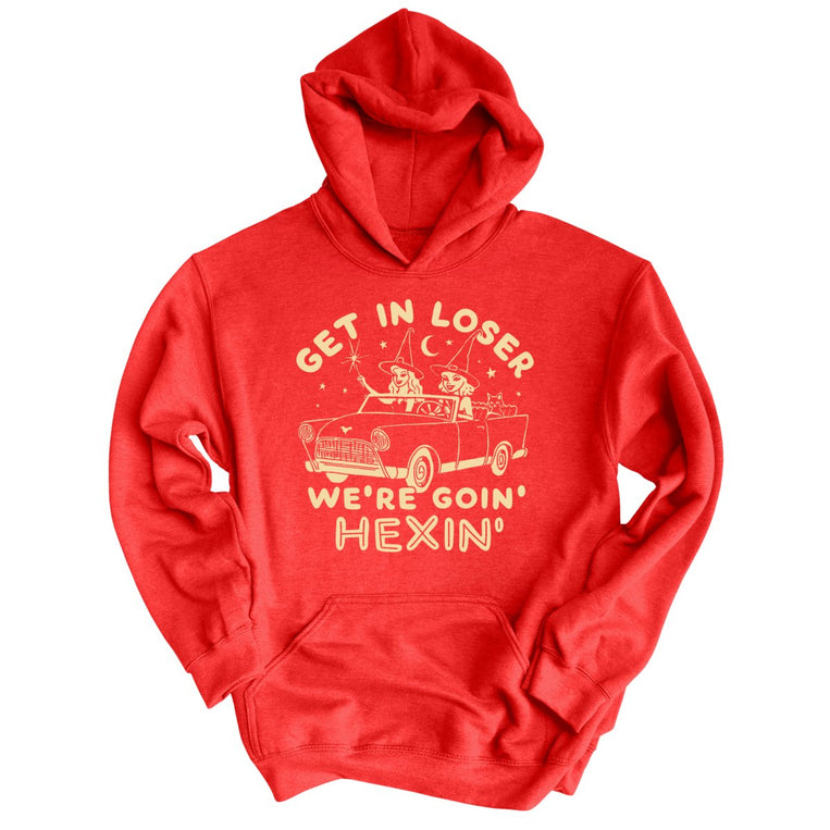 Get In Loser We're Goin' Hexin' Graphic Hoodie - Red