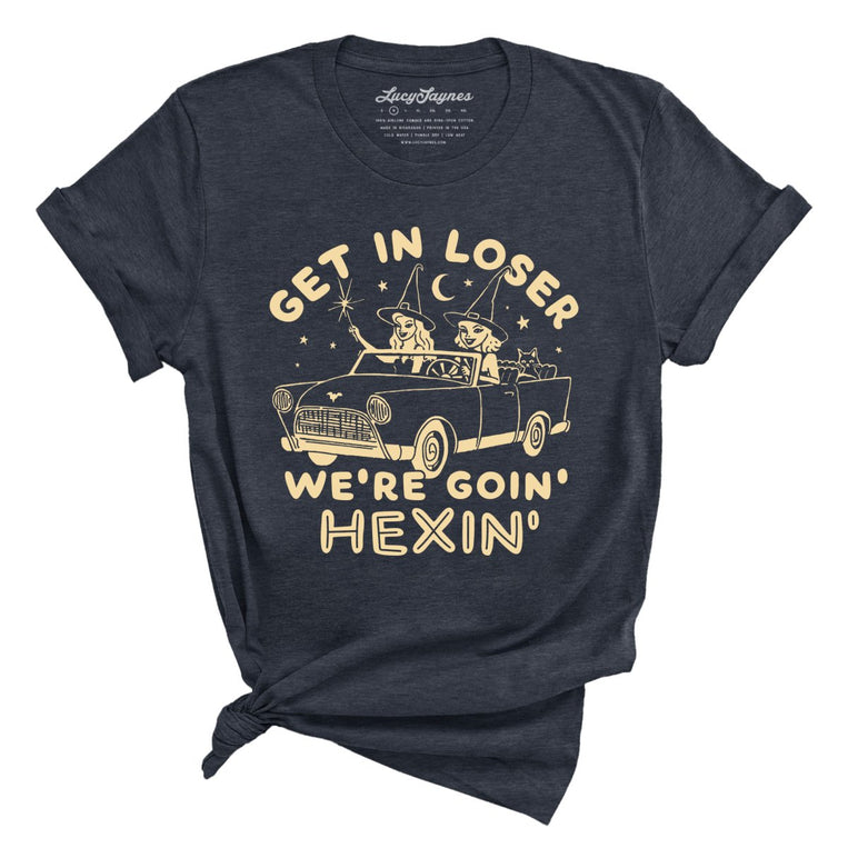 Get In Loser We're Goin' Hexin' Graphic Tee - Heather Midnight Navy