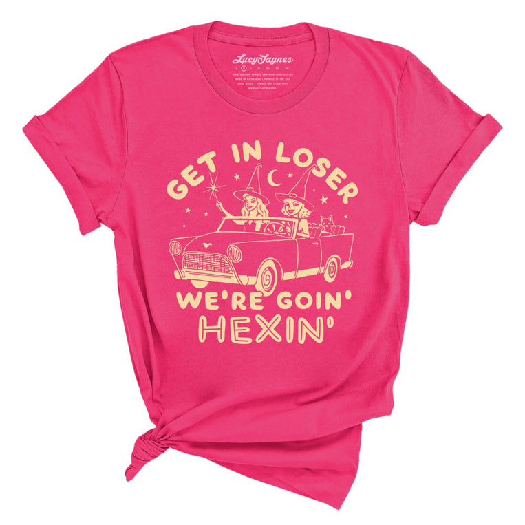 Get In Loser We're Goin' Hexin' Graphic Tee - Fuchsia