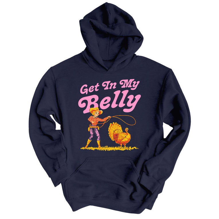 Get In My Belly Graphic Hoodie - Classic Navy