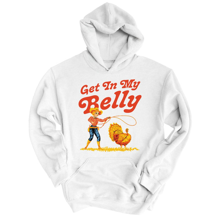 Get In My Belly Graphic Hoodie - White
