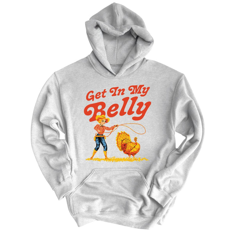 Get In My Belly Graphic Hoodie - Grey Heather