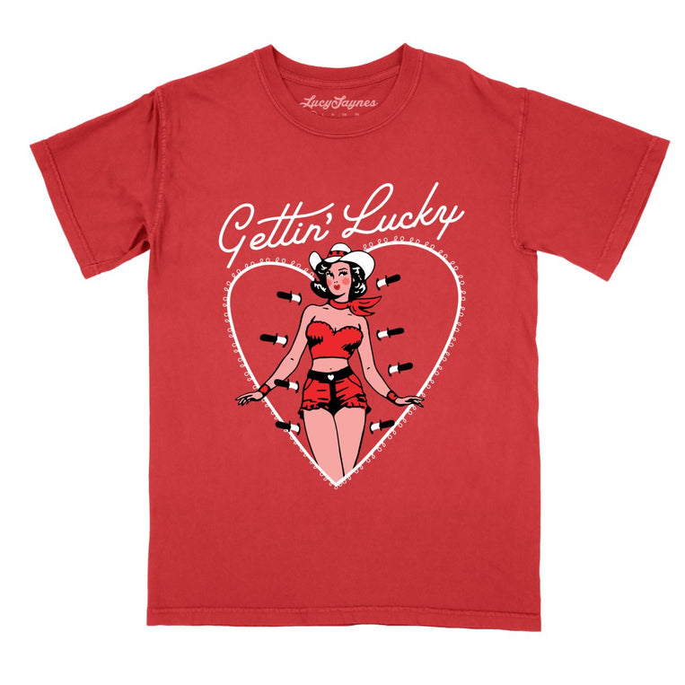 Gettin' Lucky Comfort Colors Graphic Tee - Red