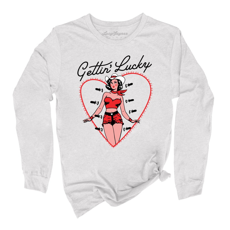 Gettin' Lucky Graphic Long Sleeve Tee - Ash
