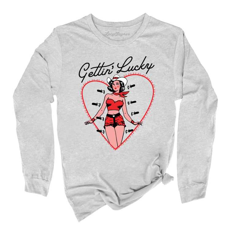 Gettin' Lucky Graphic Long Sleeve Tee - Athletic Heather