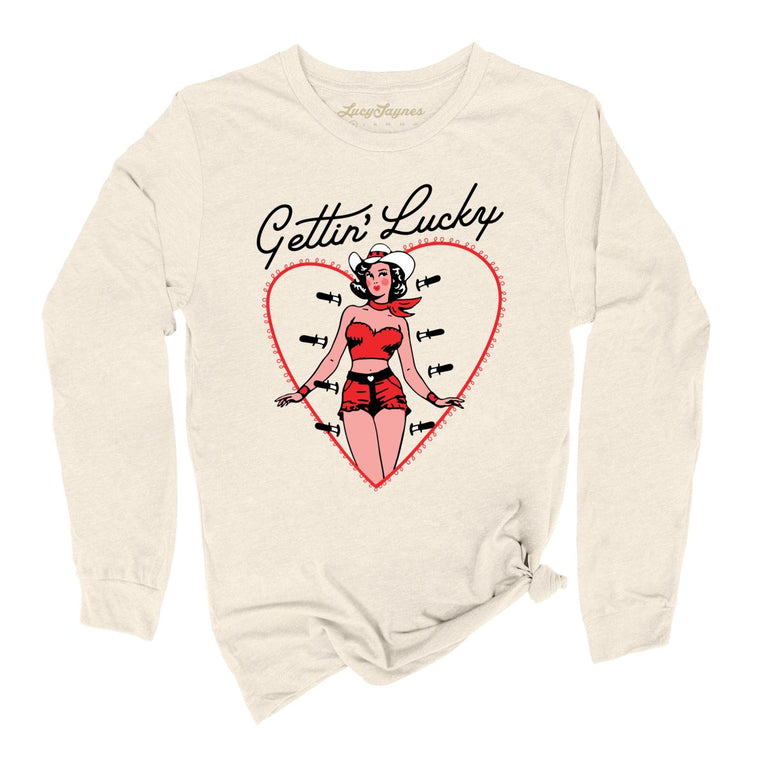 Gettin' Lucky Graphic Long Sleeve Tee - Natural
