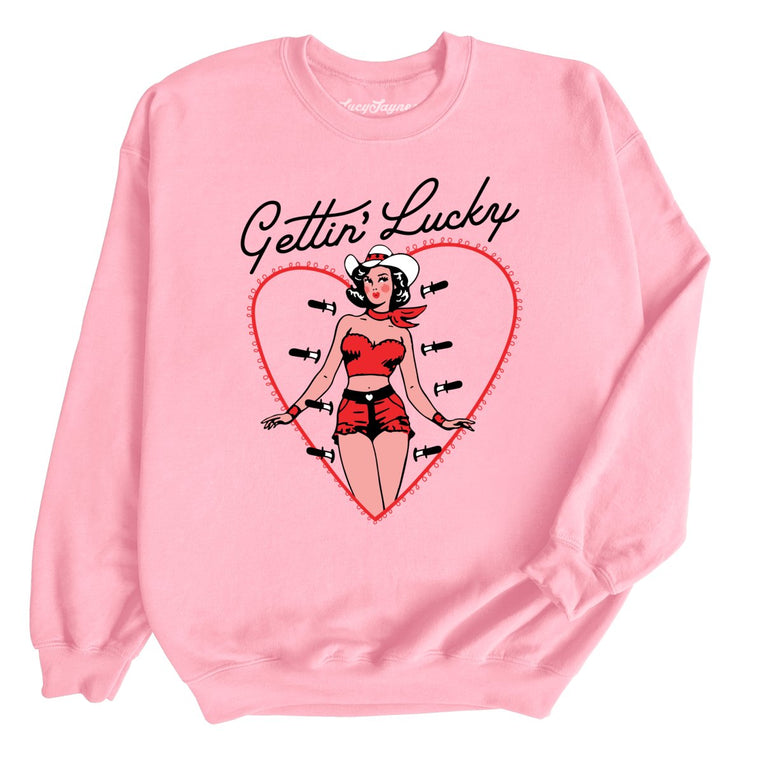 Gettin' Lucky Graphic Sweatshirt - Light Pink