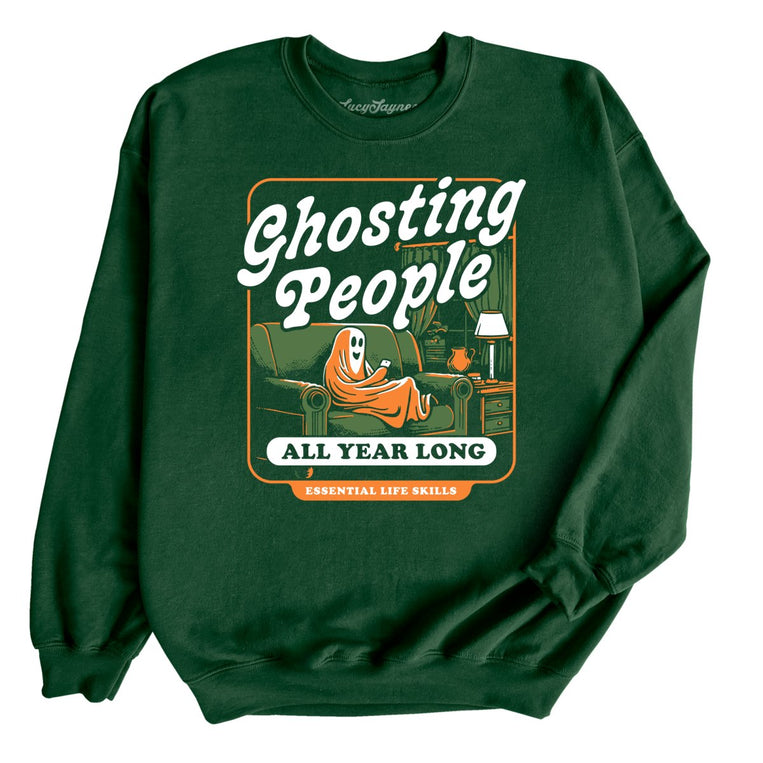 Ghosting People Graphic Sweatshirt - Forest