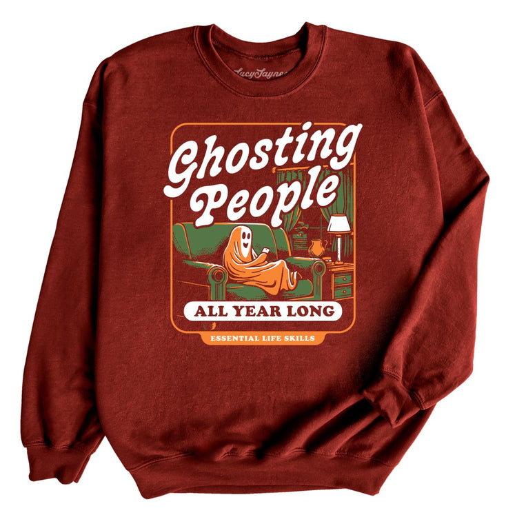 Ghosting People Graphic Sweatshirt - Garnet